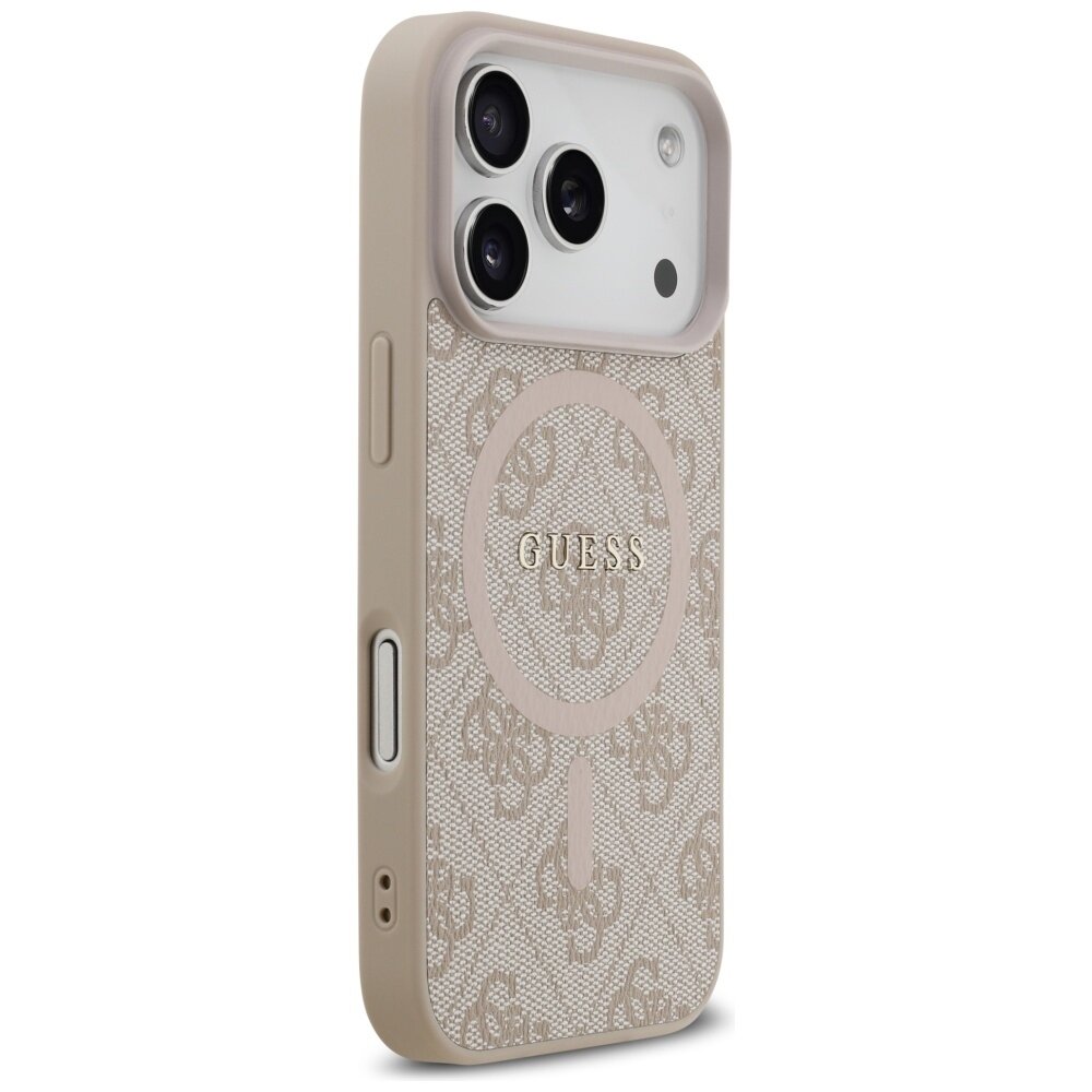 iPhone 17 Pro Guess 4G Ring Classic Logo MagSafe dėklas – rožinis 3