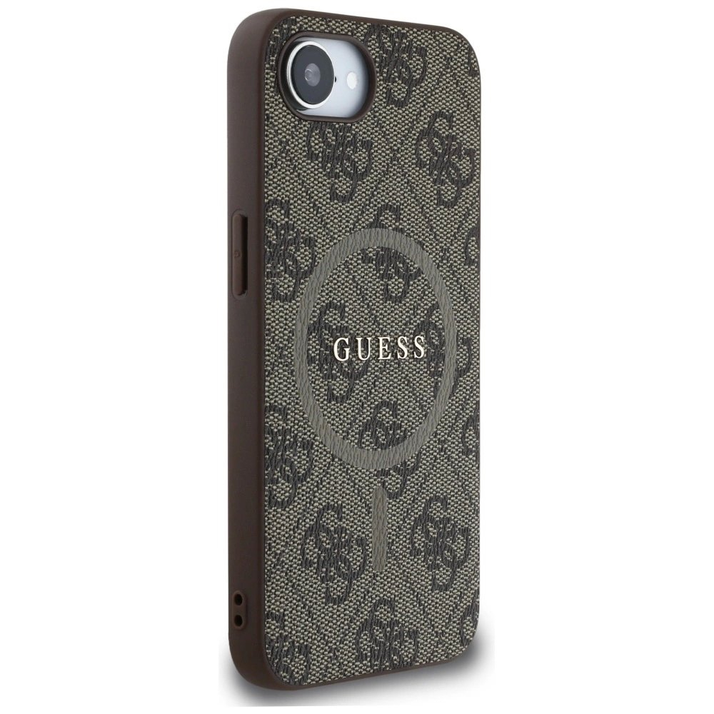 Guess 4G Ring Classic Logo MagSafe iPhone 16e Dėklas - Rudas 3 Guess 4G Ring Classic Logo MagSafe iPhone 16e Dėklas - Rudas 3