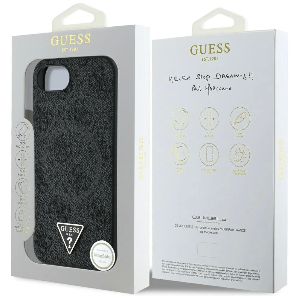Guess 4G Ring Triangle Logo MagSafe Dėklas skirtas iPhone 16e - Juodas 7