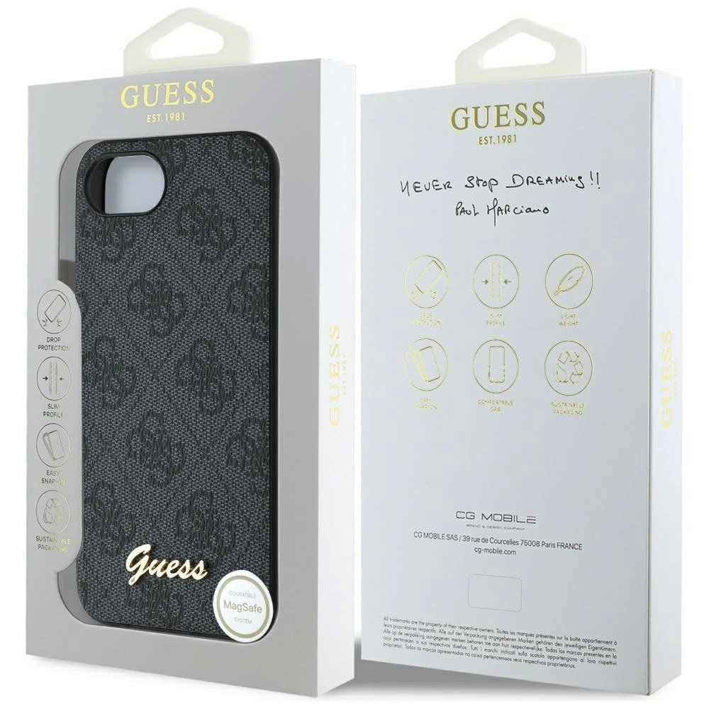 Guess 4G Script Logo MagSafe Dėklas skirtas iPhone 16e - Juodas 7