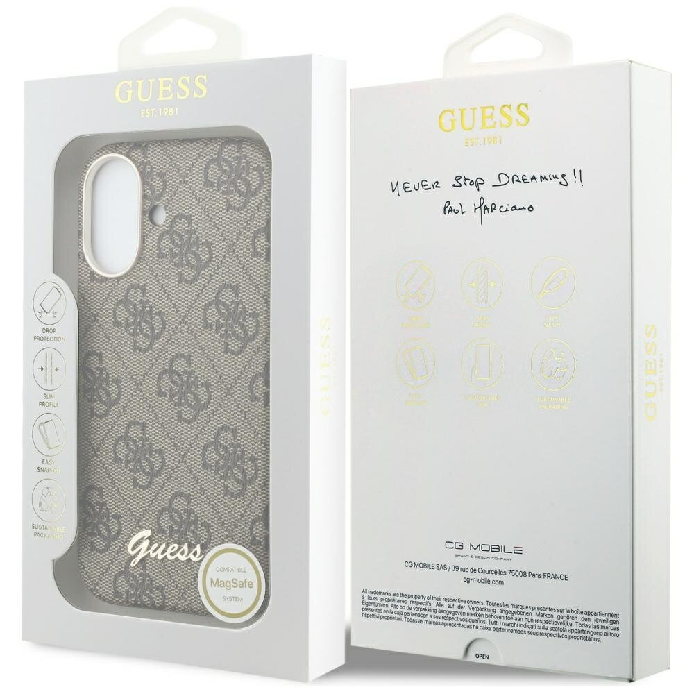 iPhone 17 Guess 4G Script MagSafe dėklas – rudas 7
