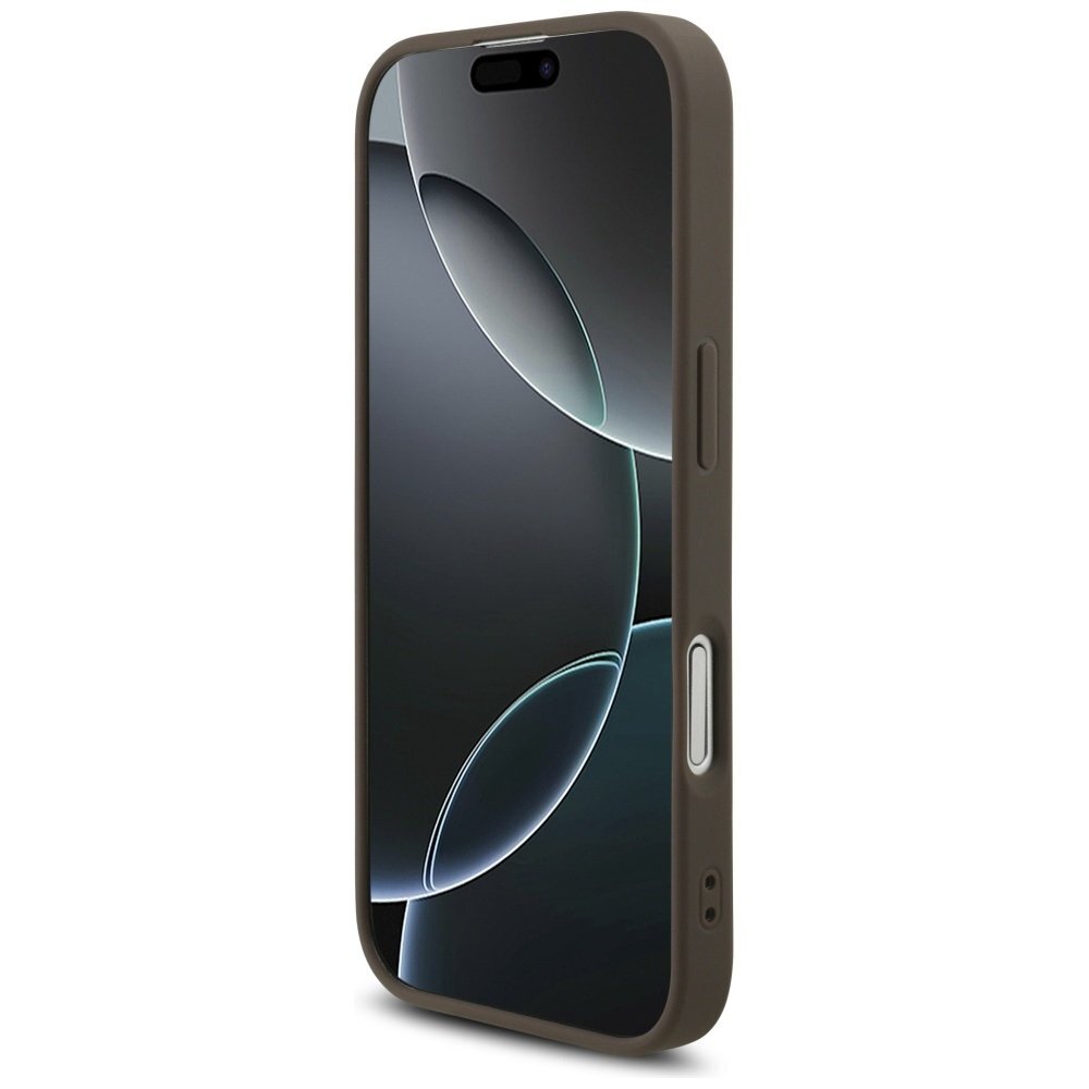 iPhone 17 Guess 4G Strap Triangle Logo MagSafe dėklas – rudas 4