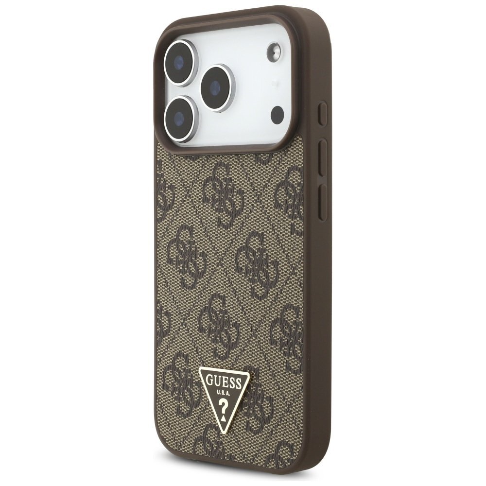 iPhone 17 Pro dėklas Guess 4G Strap Triangle Logo, MagSafe – rudas 2