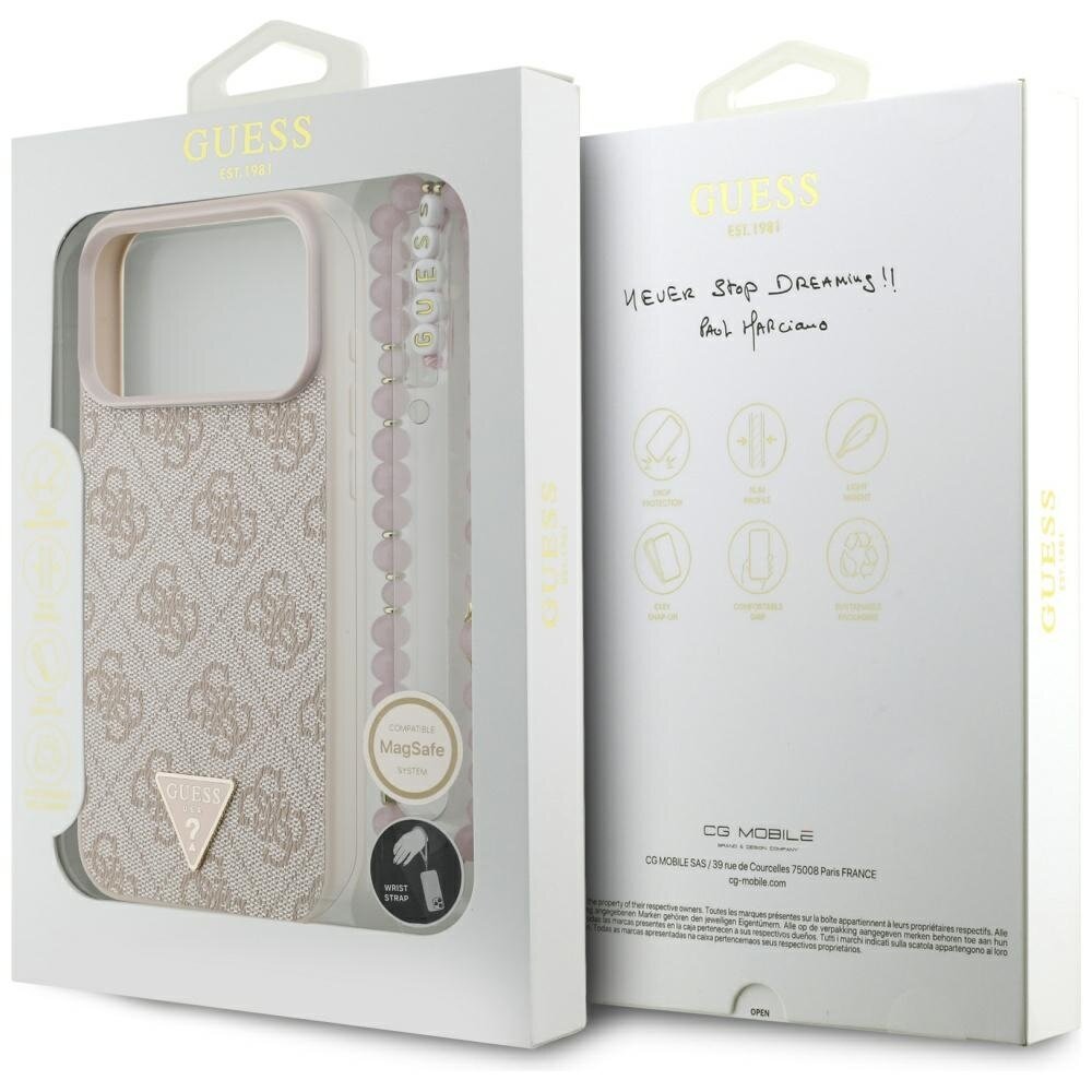 iPhone 17 Pro Max Guess 4G Strap Triangle Logo MagSafe dėklas – rožinis 7 iPhone 17 Pro Max Guess 4G Strap Triangle Logo MagSafe dėklas – rožinis 7