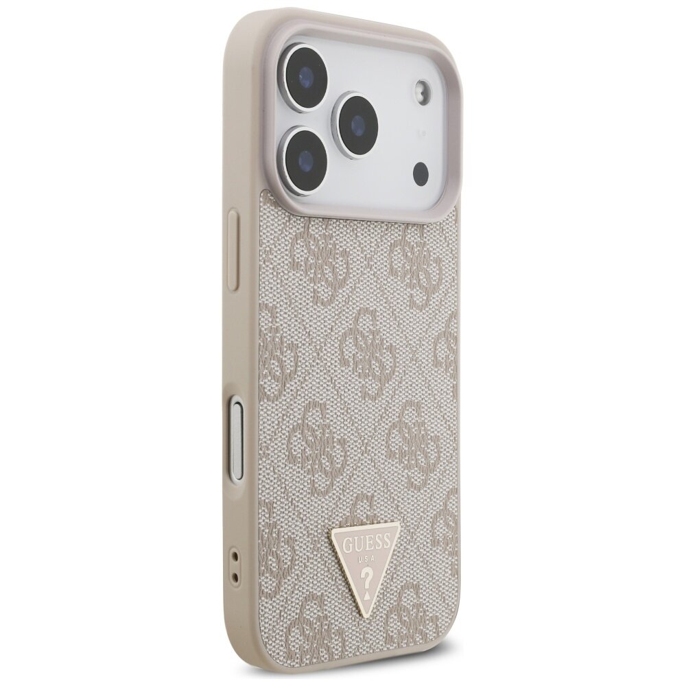 iPhone 17 Pro Guess 4G Strap Triangle Logo MagSafe dėklas – rožinis 3