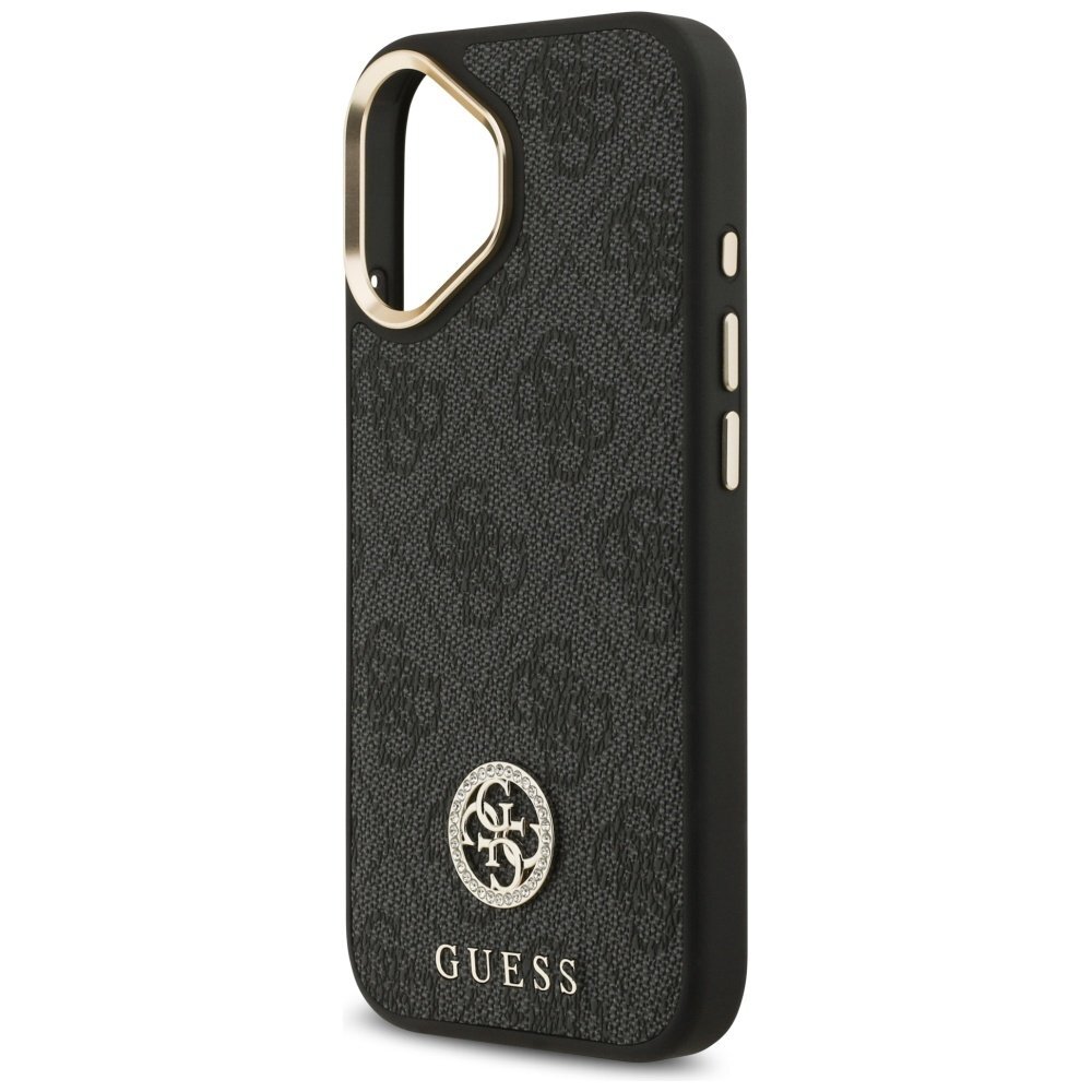 iPhone 17 Guess 4G Strass Logo & Big Strap Metal Buttons MagSafe dėklas – juodas 5