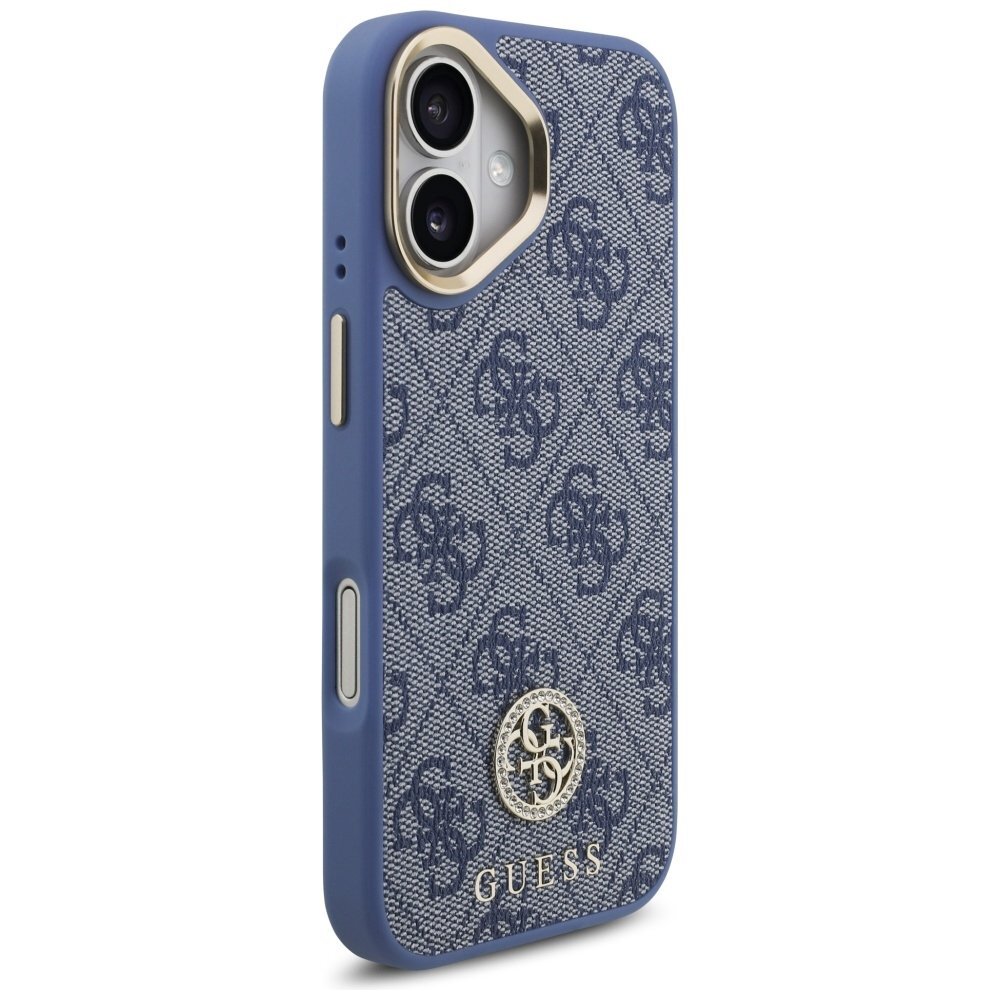 iPhone 17 Guess 4G Strass Logo & Big Strap Metal Buttons MagSafe dėklas – mėlynas 3