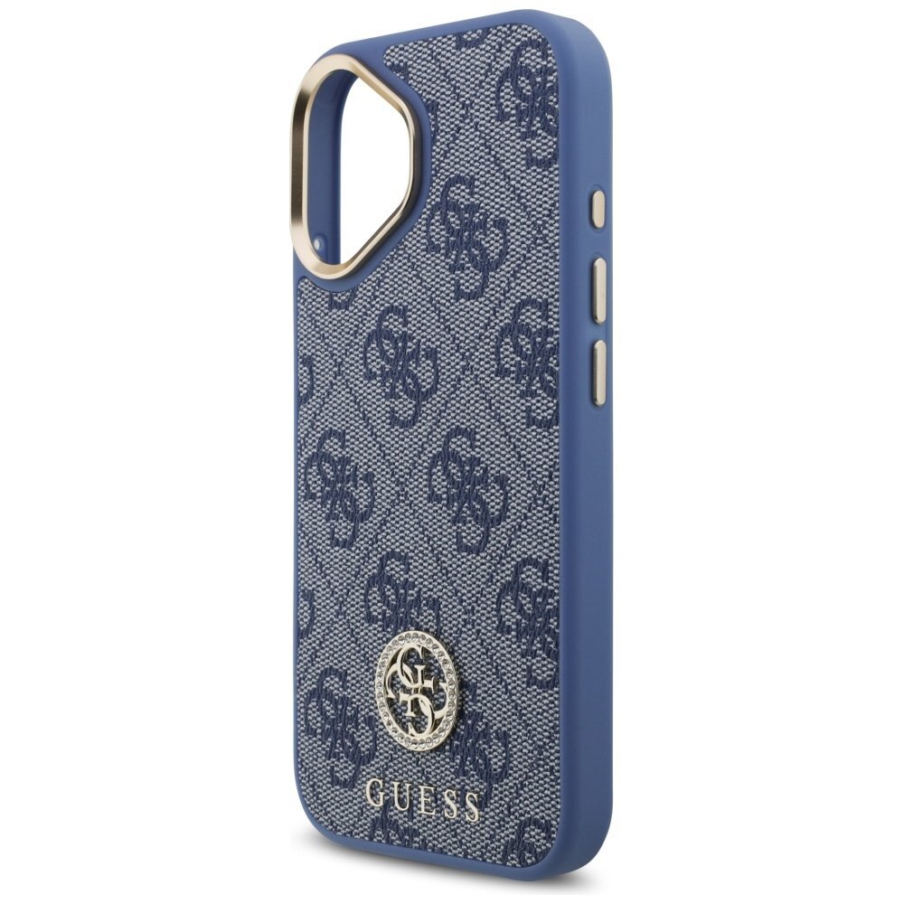 iPhone 17 Guess 4G Strass Logo & Big Strap Metal Buttons MagSafe dėklas – mėlynas 5