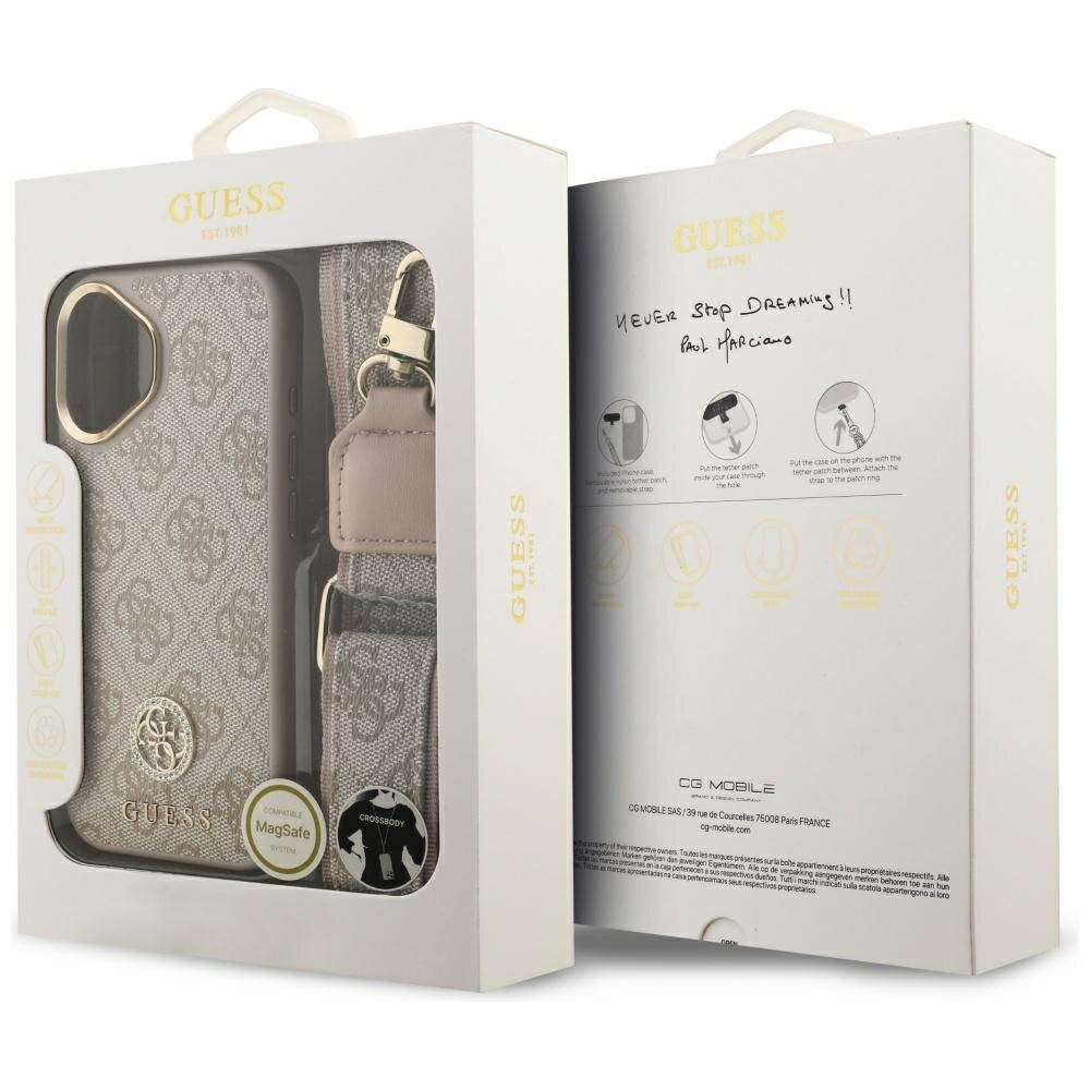 iPhone 17 dėklas Guess 4G Strass Logo & Big Strap Metal Buttons, MagSafe – rožinis 8 iPhone 17 dėklas Guess 4G Strass Logo & Big Strap Metal Buttons, MagSafe – rožinis 8