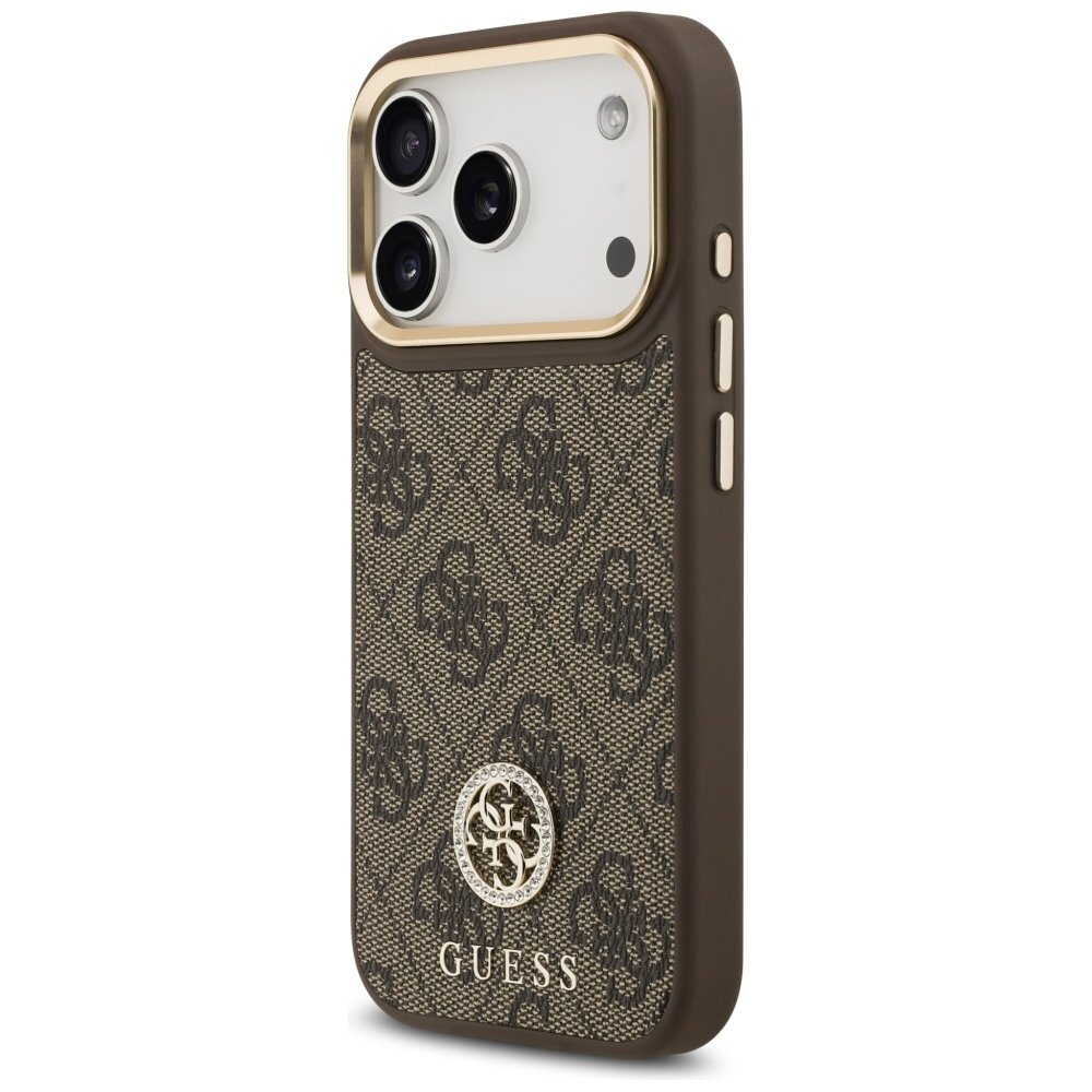 iPhone 17 Pro Guess 4G Strass Logo & Big Strap Metal Buttons MagSafe dėklas – rudas 1 iPhone 17 Pro Guess 4G Strass Logo & Big Strap Metal Buttons MagSafe dėklas – rudas 1