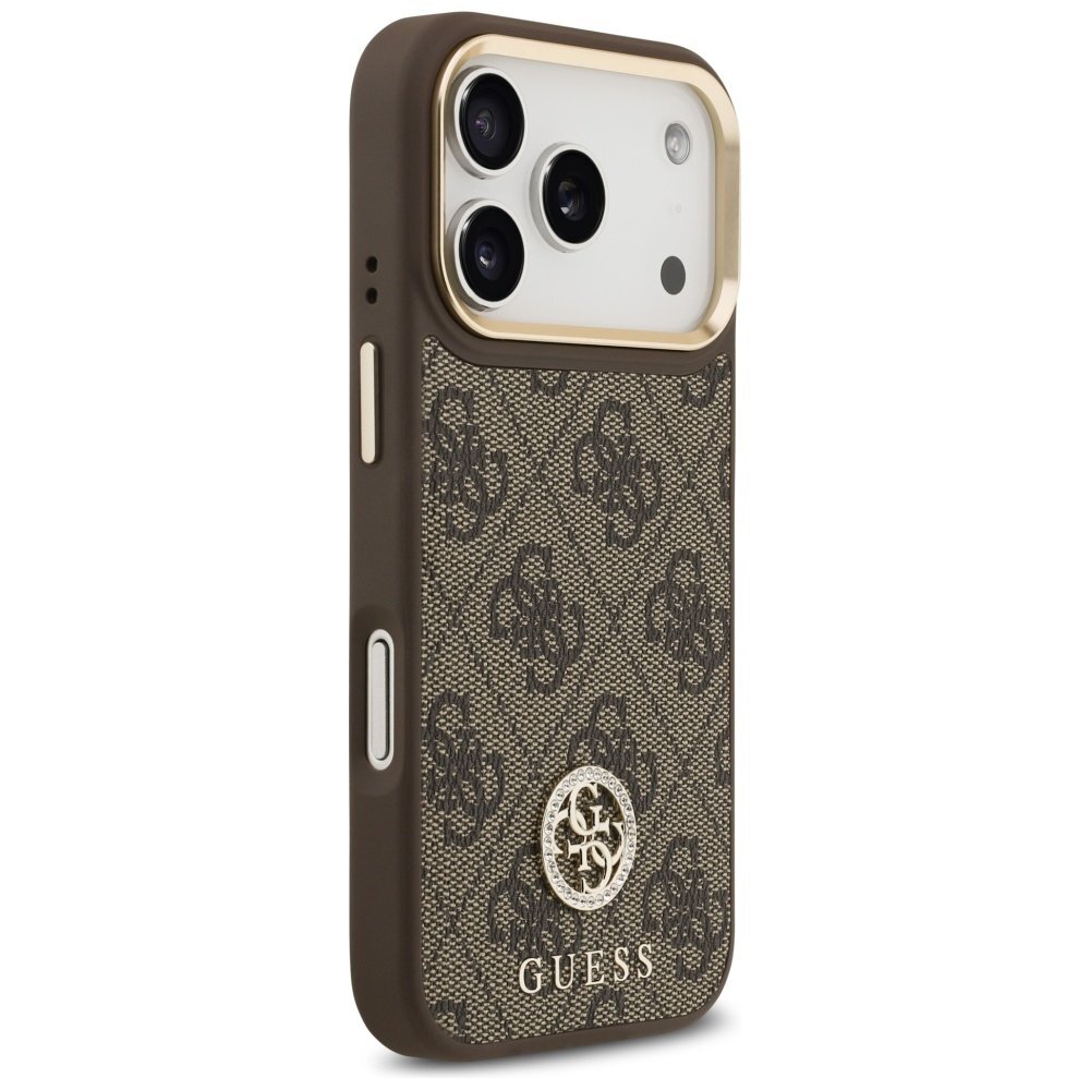 iPhone 17 Pro Guess 4G Strass Logo & Big Strap Metal Buttons MagSafe dėklas – rudas 3 iPhone 17 Pro Guess 4G Strass Logo & Big Strap Metal Buttons MagSafe dėklas – rudas 3