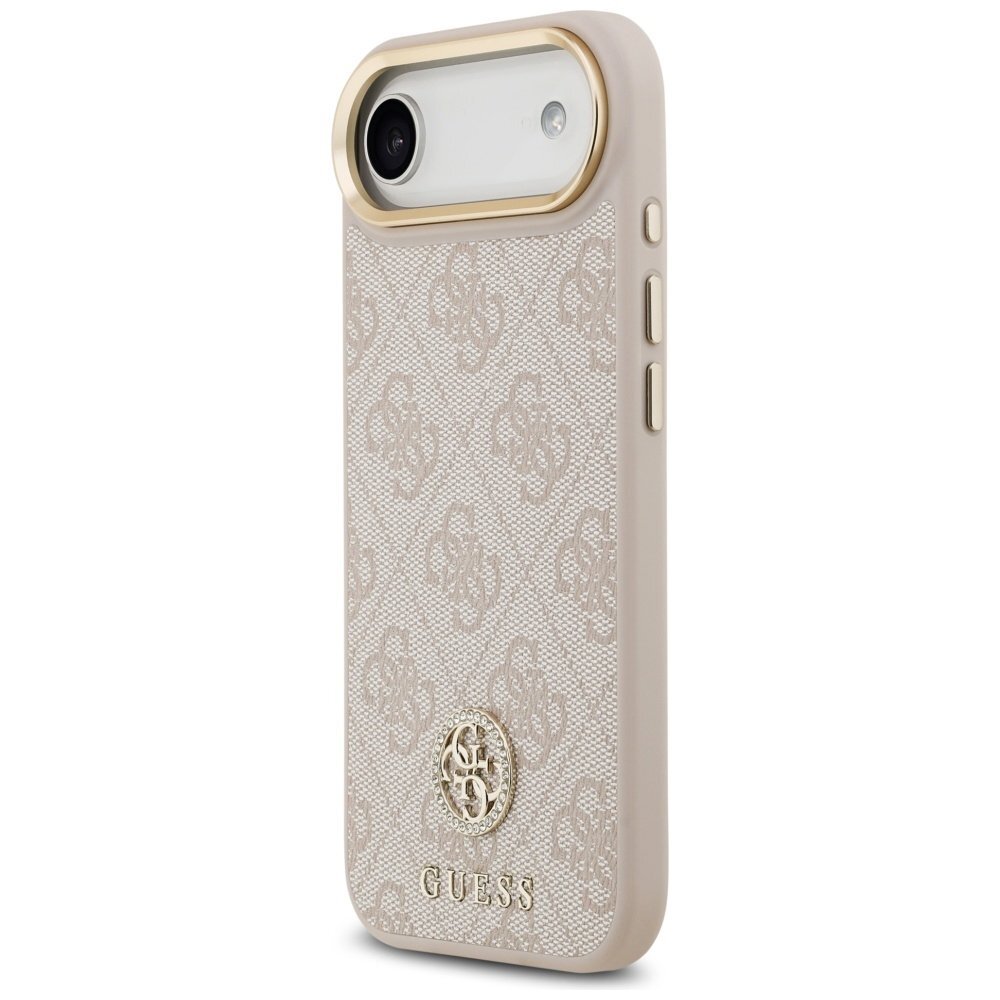 iPhone Air Guess 4G Strass Logo & Big Strap dėklas su metalinėmis sagomis ir MagSafe – rožinis 1