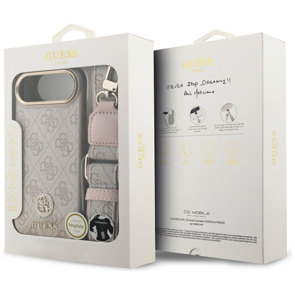 iPhone Air Guess 4G Strass Logo & Big Strap dėklas su metalinėmis sagomis ir MagSafe – rožinis 8 iPhone Air Guess 4G Strass Logo & Big Strap dėklas su metalinėmis sagomis ir MagSafe – rožinis 8