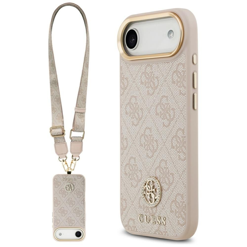iPhone Air Guess 4G Strass Logo & Big Strap dėklas su metalinėmis sagomis ir MagSafe – rožinis iPhone Air Guess 4G Strass Logo & Big Strap dėklas su metalinėmis sagomis ir MagSafe – rožinis