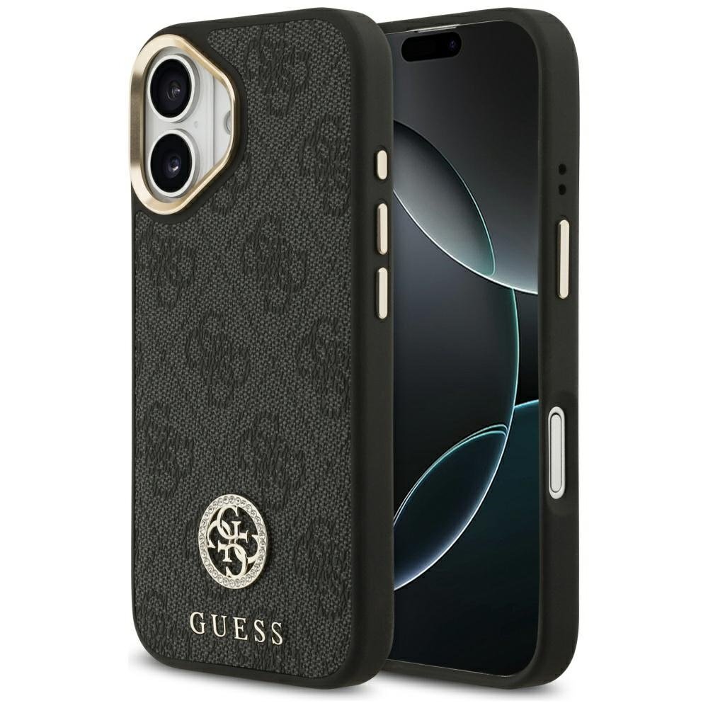 iPhone 17 dėklas Guess 4G Strass Logo, MagSafe – juodas iPhone 17 dėklas Guess 4G Strass Logo, MagSafe – juodas