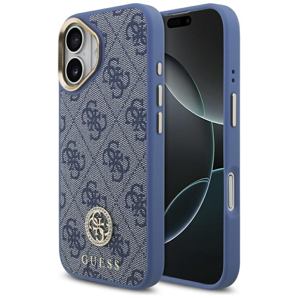 iPhone 17 Guess 4G Strass Logo MagSafe dėklas – mėlynas