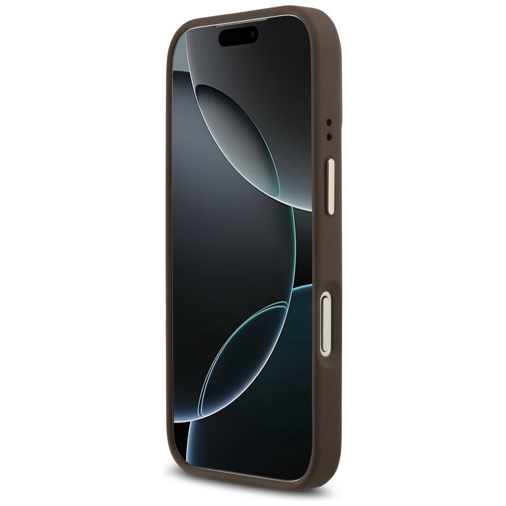 iPhone 17 Pro dėklas Guess 4G Strass Logo, MagSafe – rudas 4