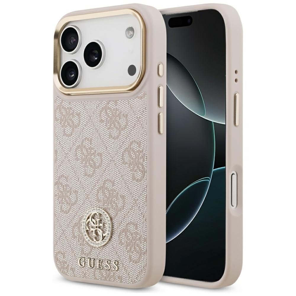 iPhone 17 Pro dėklas Guess 4G Strass Logo, MagSafe – rožinis iPhone 17 Pro dėklas Guess 4G Strass Logo, MagSafe – rožinis