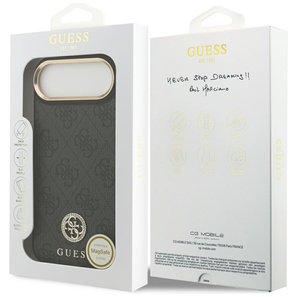 iPhone Air Guess 4G Strass Logo MagSafe dėklas – juodas 7