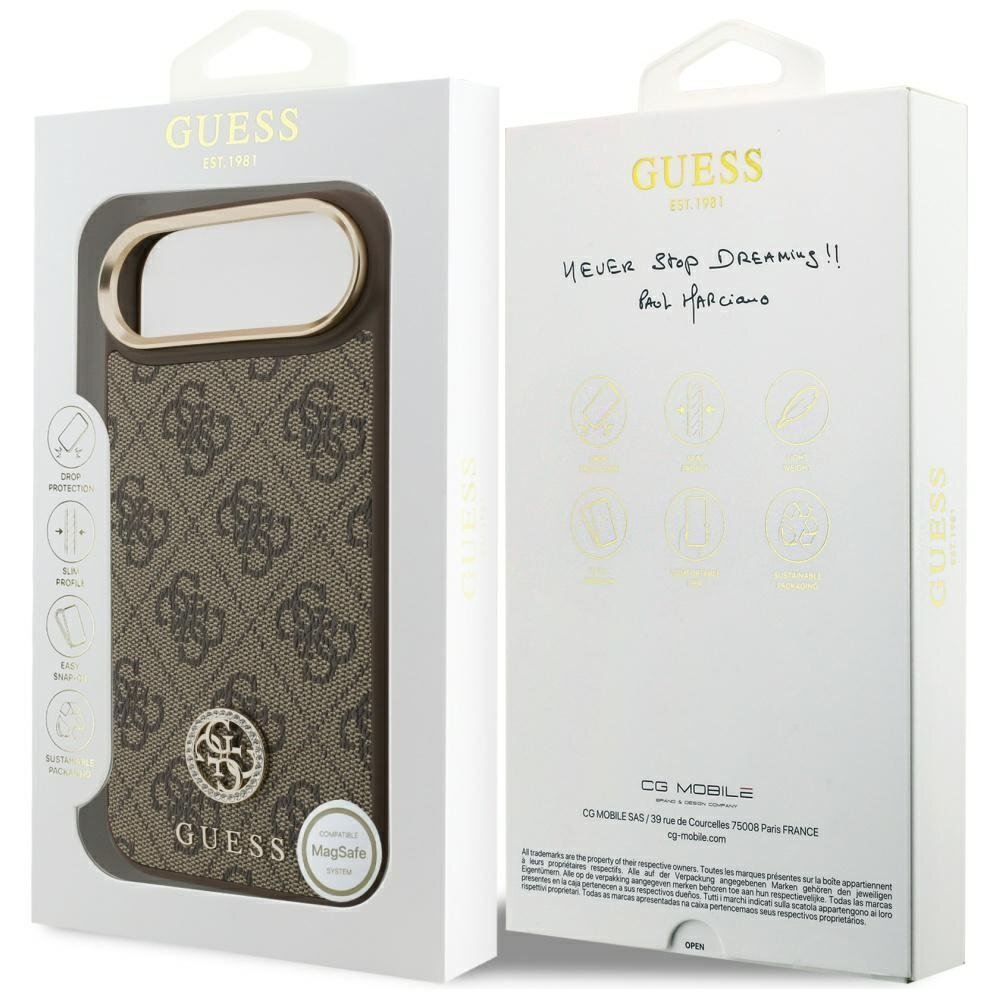 iPhone Air Guess 4G Strass Logo dėklas su MagSafe – rudas 7