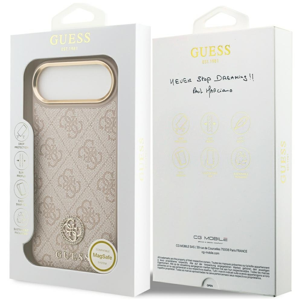 iPhone Air Guess 4G Strass Logo MagSafe dėklas – rožinis 7