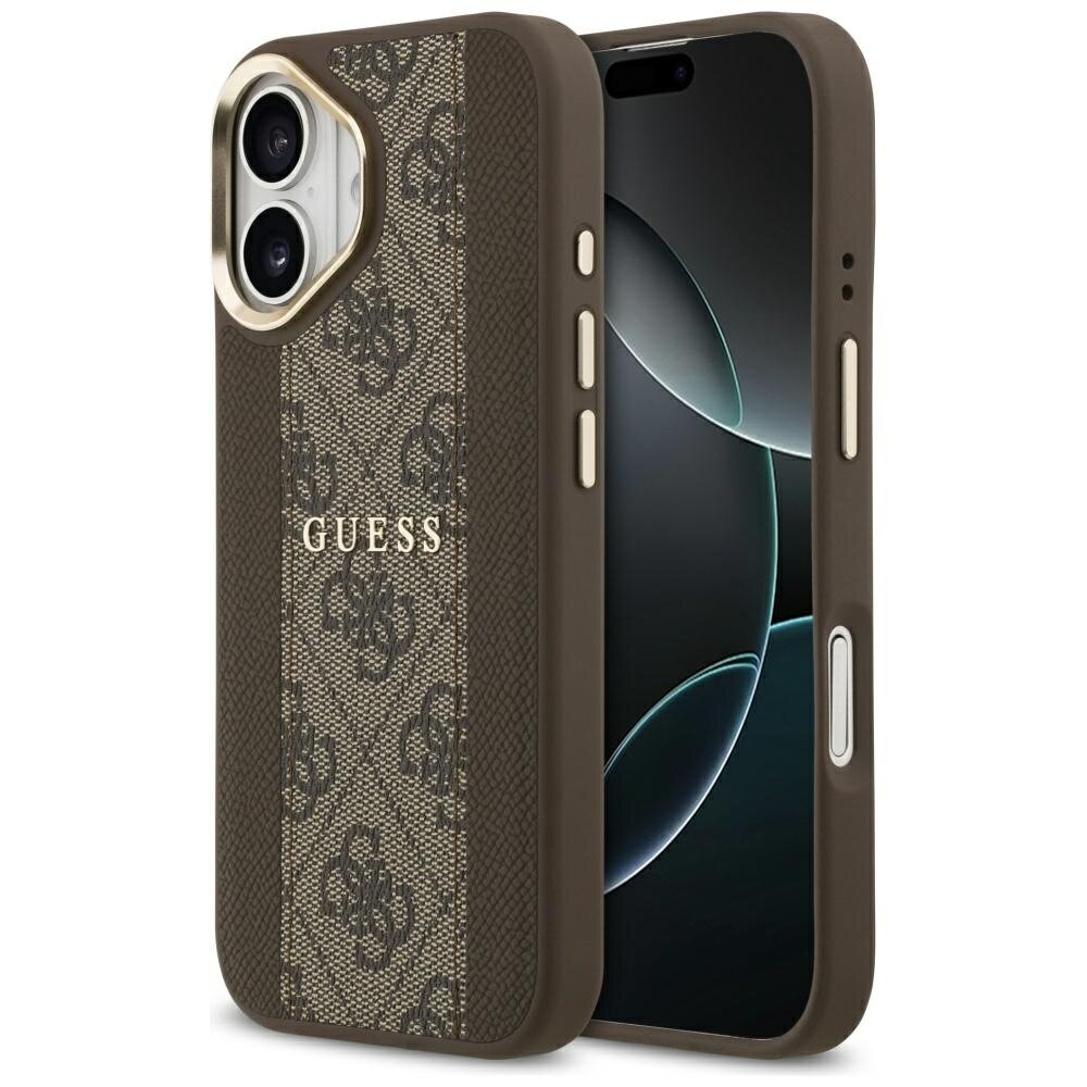 iPhone 17 Guess 4G Stripe MagSafe dėklas – rudas iPhone 17 Guess 4G Stripe MagSafe dėklas – rudas