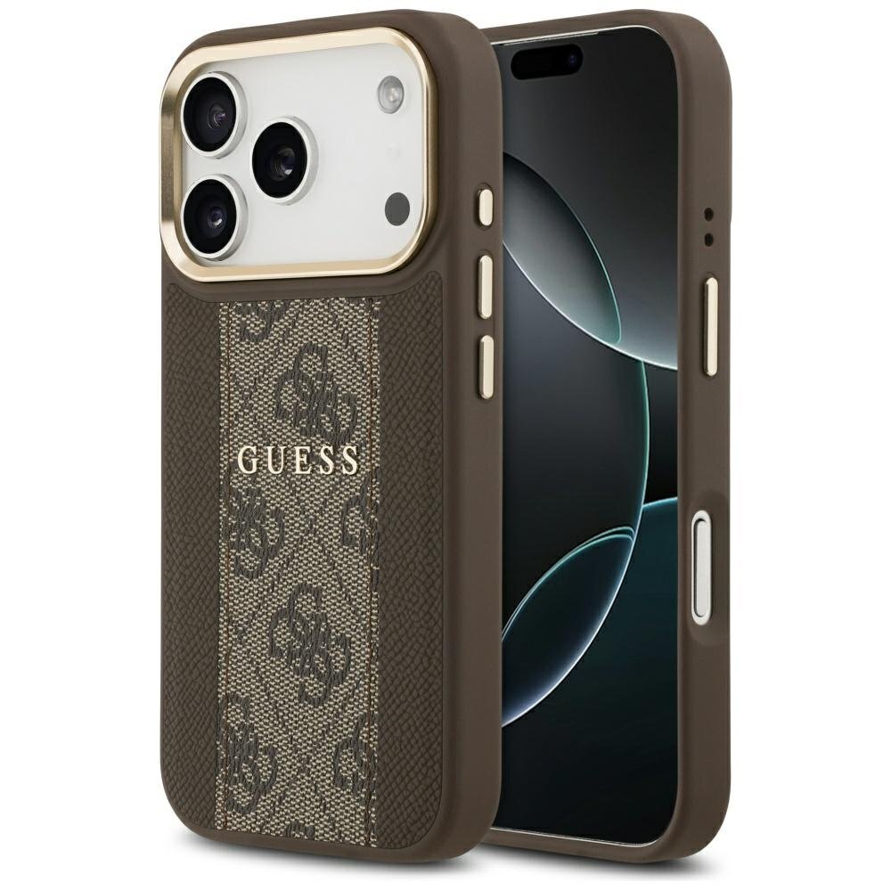 iPhone 17 Pro Guess 4G Stripe dėklas su MagSafe – rudas