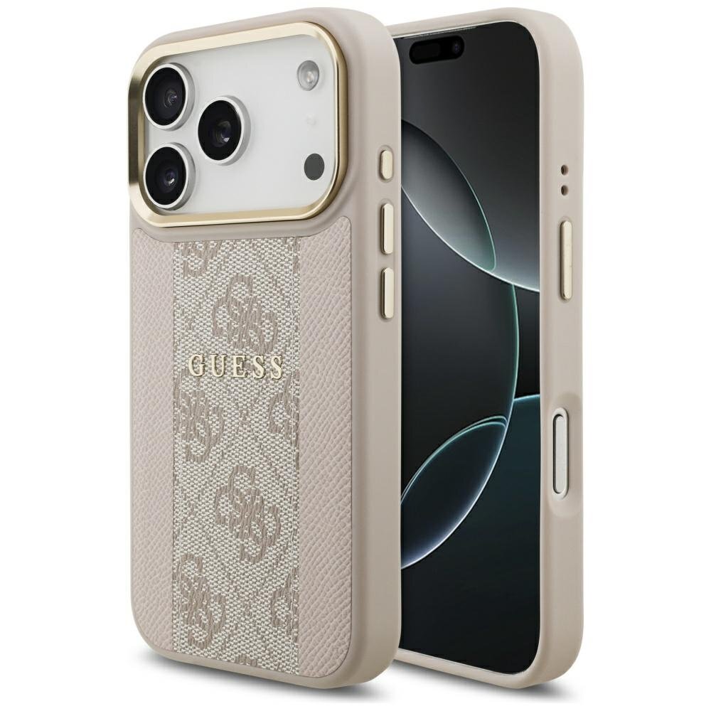 iPhone 17 Pro Guess 4G Stripe MagSafe dėklas – rožinis iPhone 17 Pro Guess 4G Stripe MagSafe dėklas – rožinis