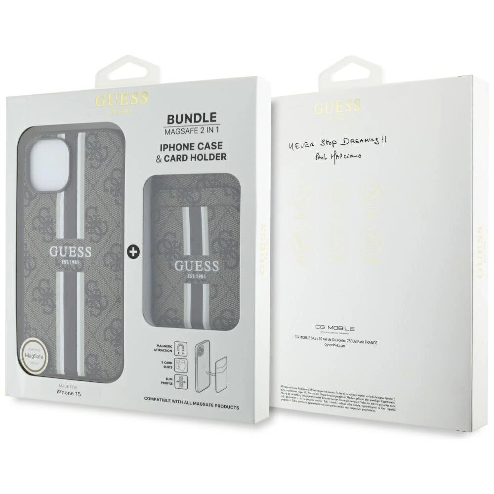 Guess 4G Stripes Dėklas with Magsafe Piniginės tipo skirtas iPhone 15 Rudas 5 Guess 4G Stripes Dėklas with Magsafe Piniginės tipo skirtas iPhone 15 Rudas 5