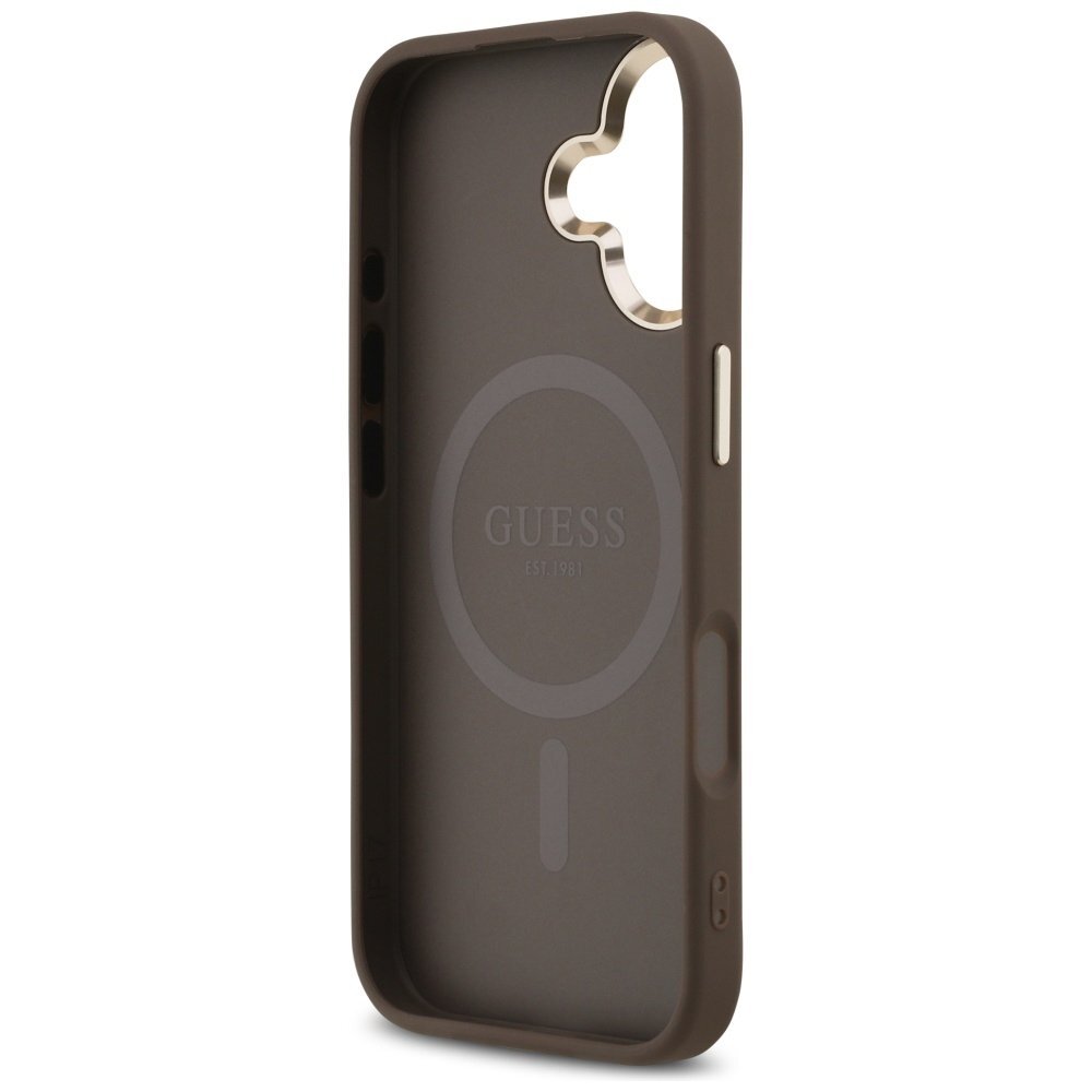iPhone 17 dėklas Guess 4G Triangle Logo, MagSafe – rudas ir auksinis 6