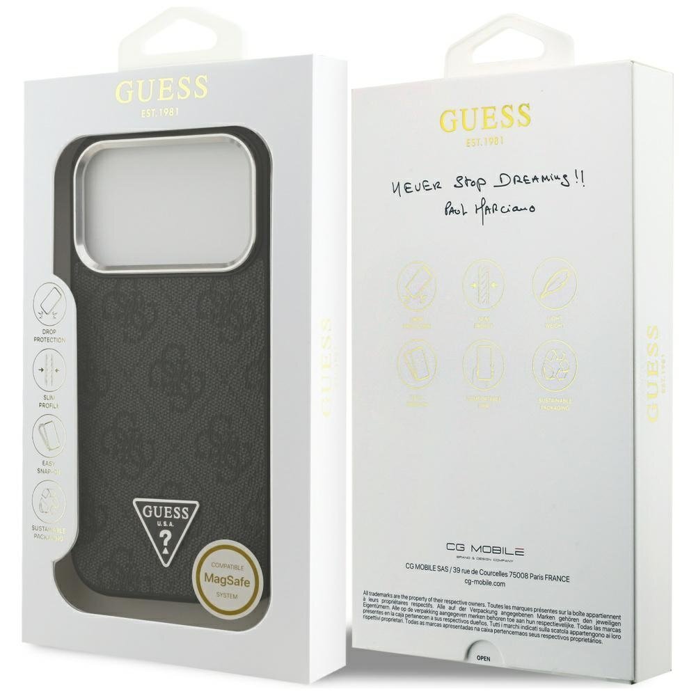 iPhone 17 Pro Guess 4G Triangle Logo MagSafe dėklas – juodas 7