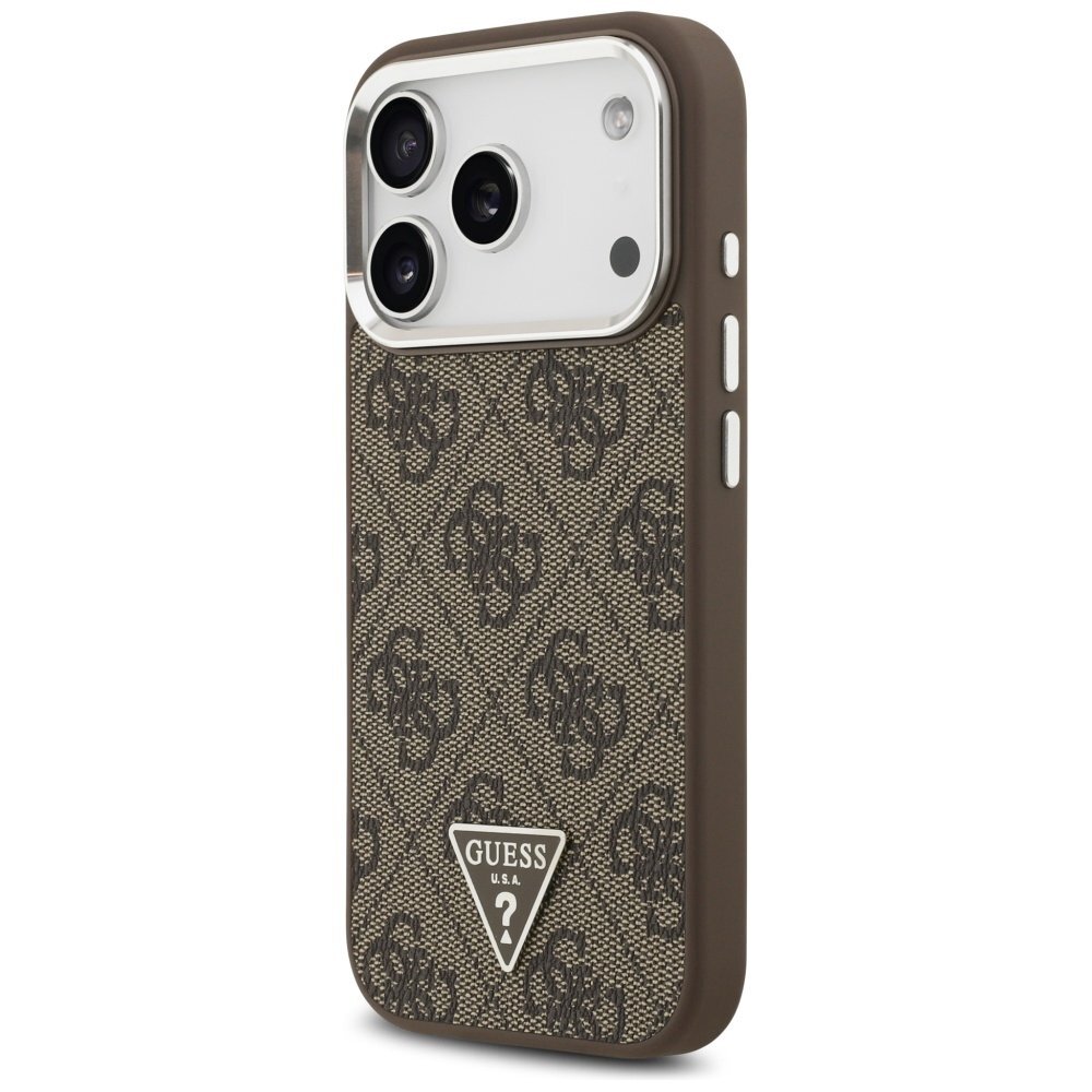 iPhone 17 Pro Guess 4G Triangle Logo MagSafe dėklas – rudas 1