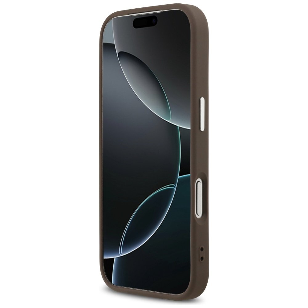 iPhone 17 Pro Guess 4G Triangle Logo MagSafe dėklas – rudas 4