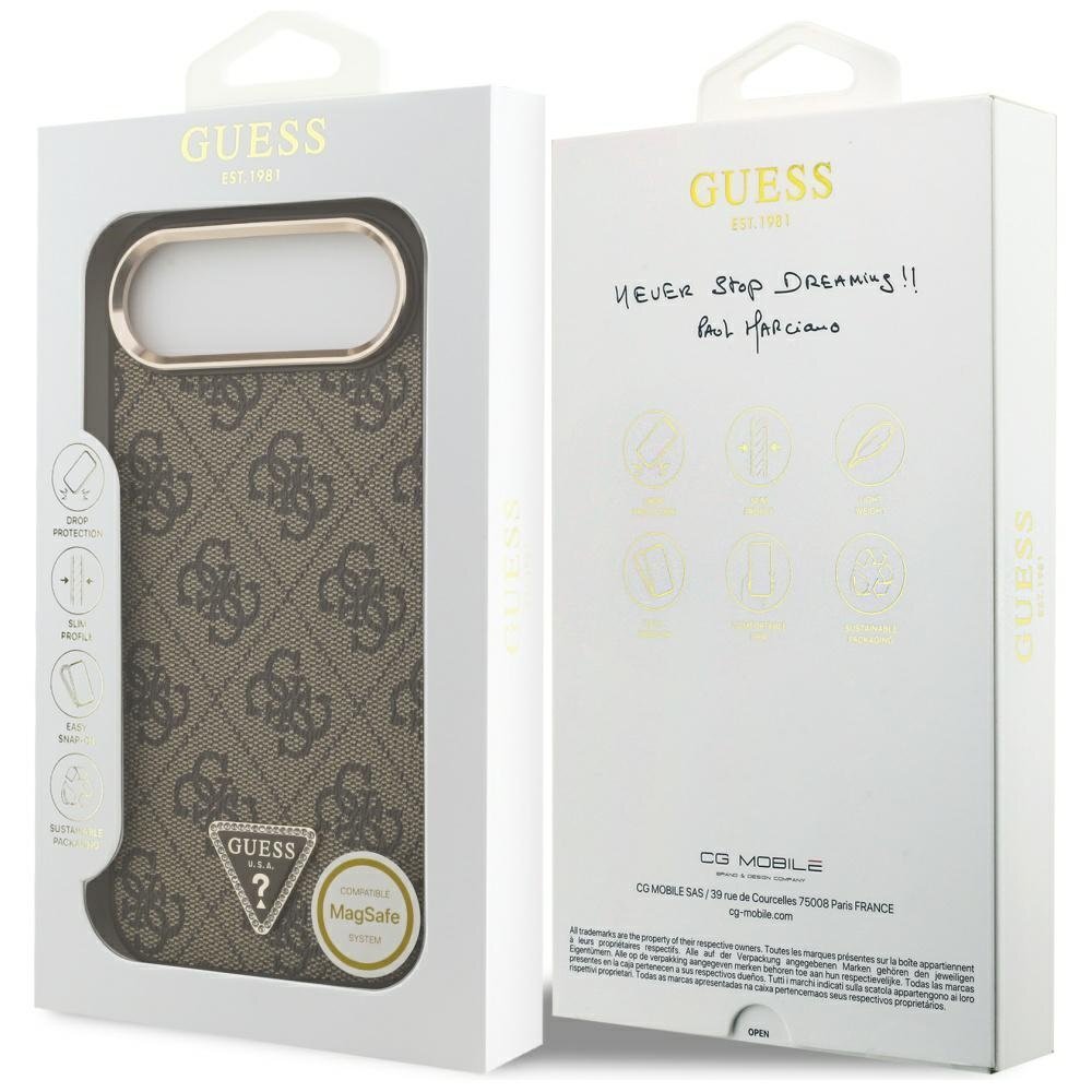iPhone Air Guess 4G Triangle Logo MagSafe dėklas – rudas / auksinis 7