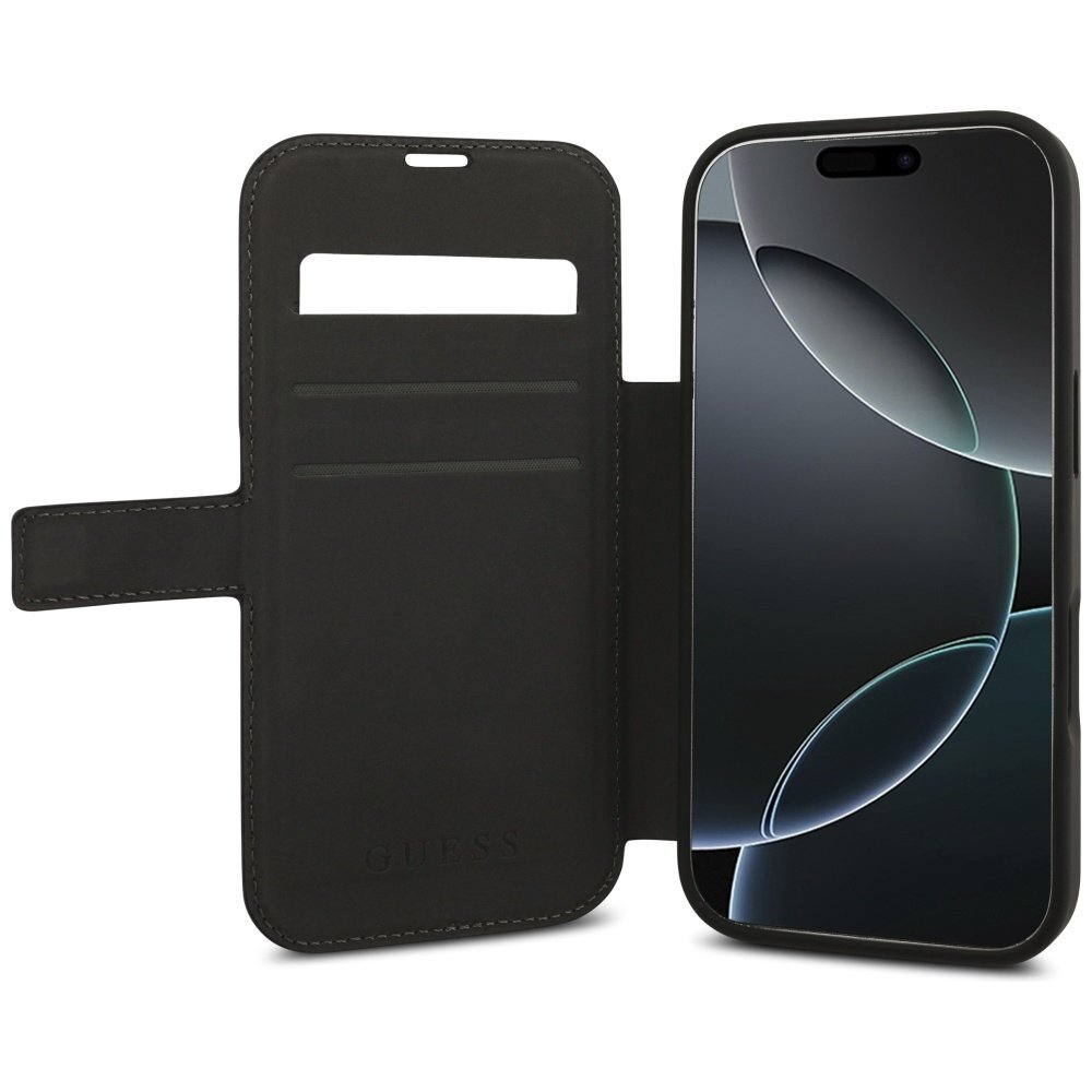 iPhone 17 Pro Guess Book 4G Metal Logo dėklas – juodas 5
