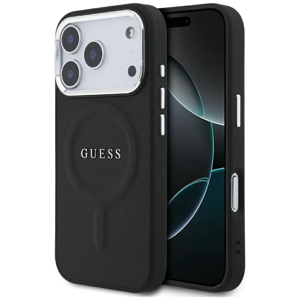 iPhone 17 Pro Guess Classic Logo MagSafe dėklas – juodas