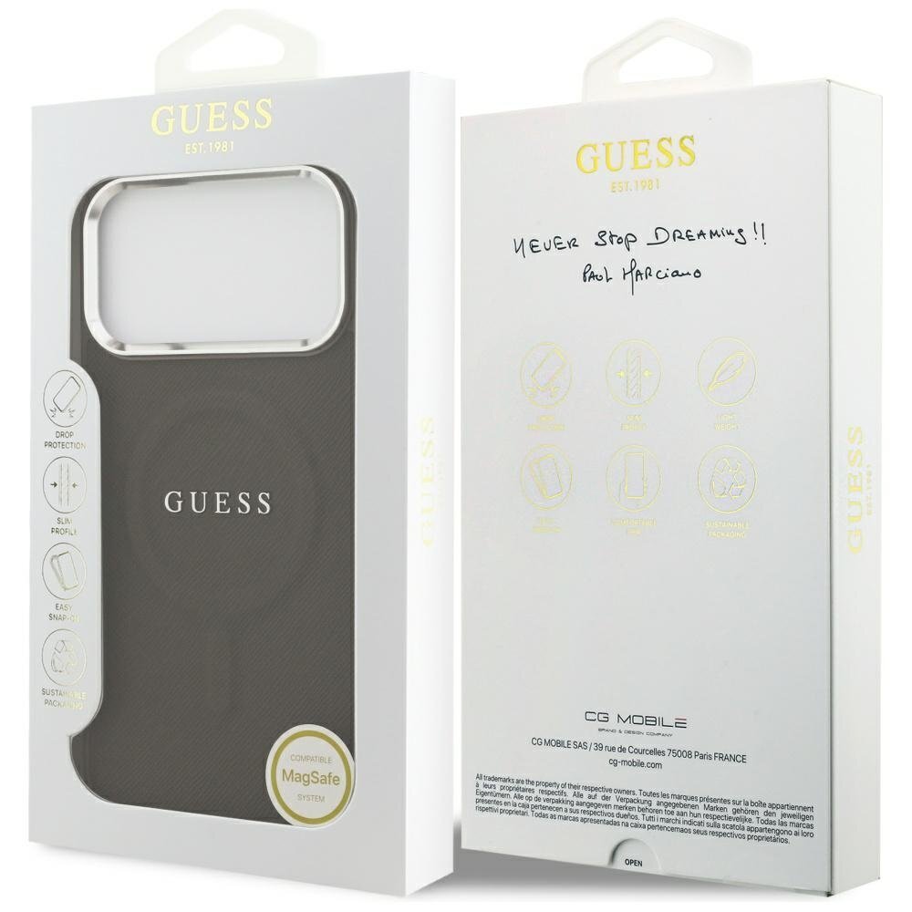 iPhone 17 Pro Guess Classic Logo MagSafe dėklas – rudas 7
