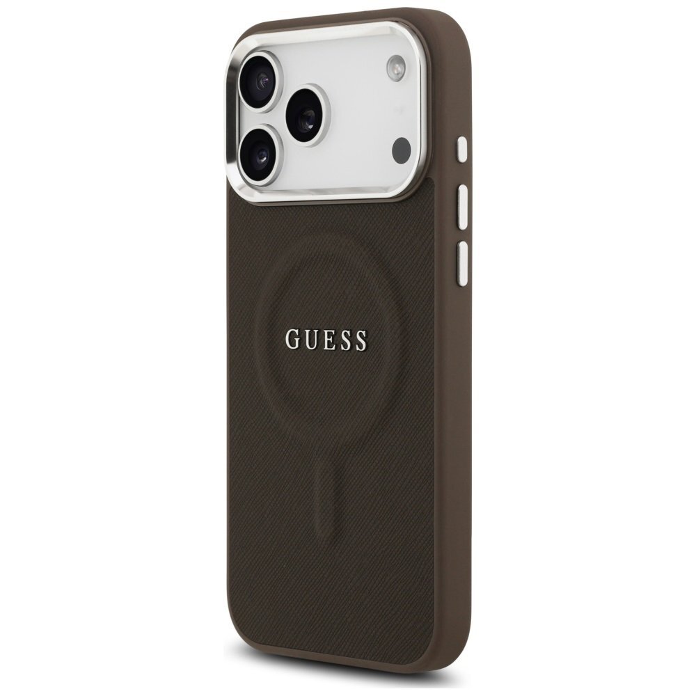 iPhone 17 Pro Max Guess Classic Logo MagSafe dėklas – rudas 1 iPhone 17 Pro Max Guess Classic Logo MagSafe dėklas – rudas 1