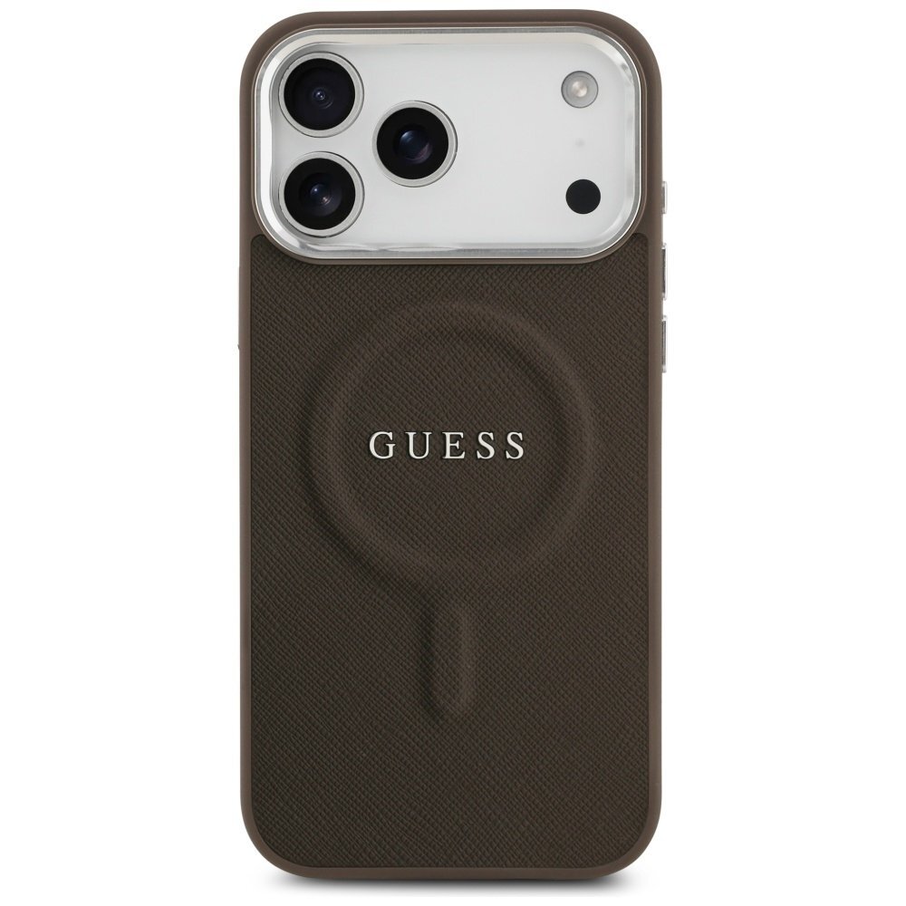 iPhone 17 Pro Max Guess Classic Logo MagSafe dėklas – rudas 2