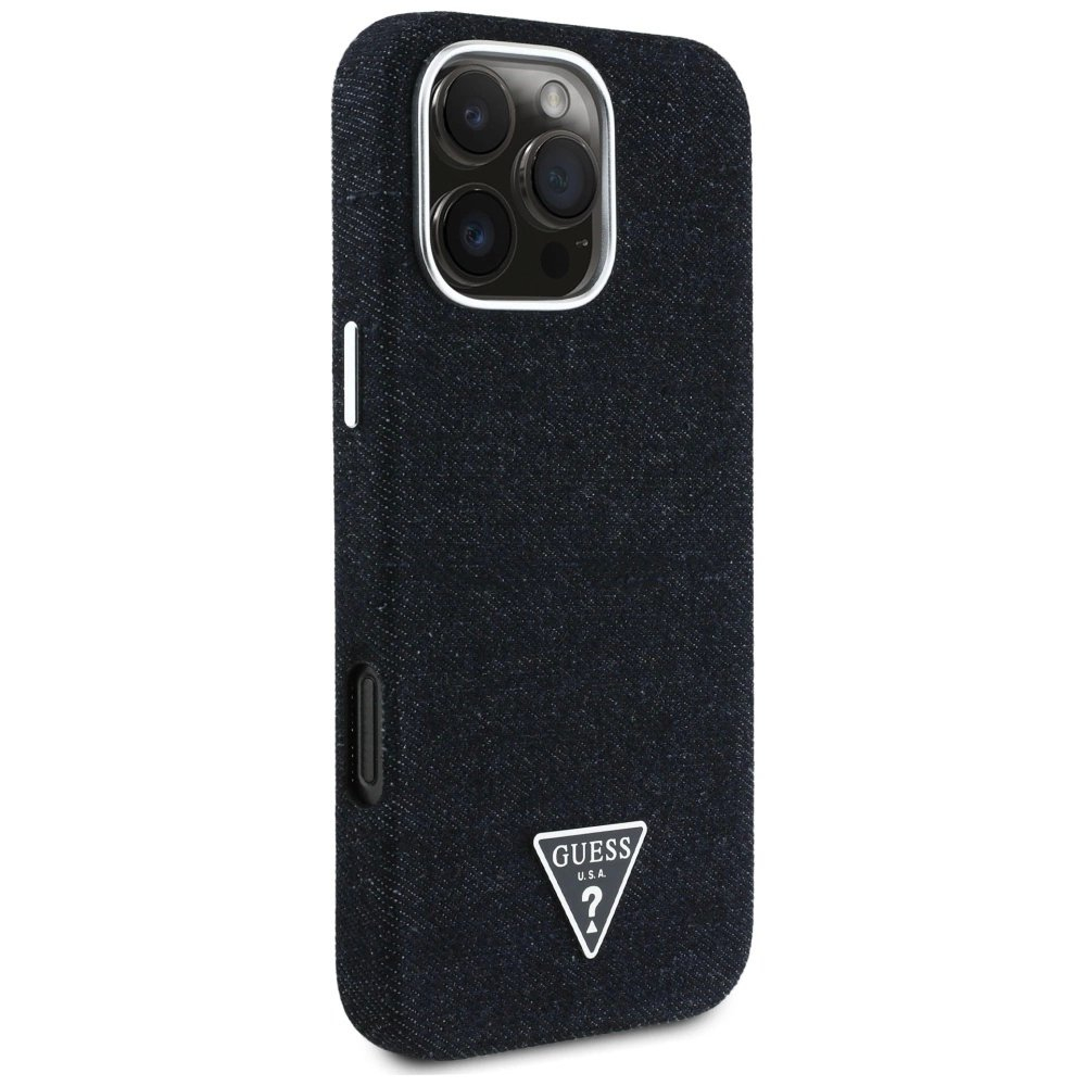iPhone 16 Pro – Guess Denim Triangle Logo MagSafe dėklas - Juodas 3 iPhone 16 Pro – Guess Denim Triangle Logo MagSafe dėklas - Juodas 3