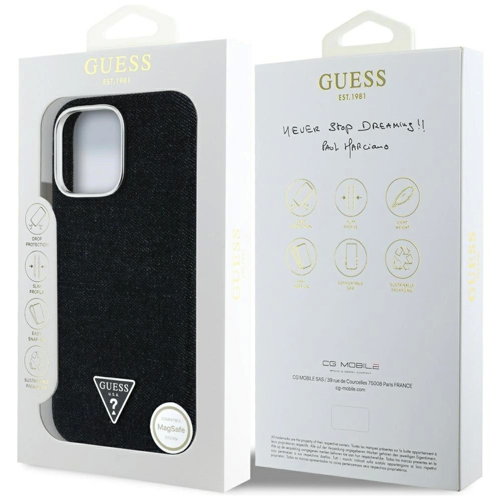 iPhone 16 Pro – Guess Denim Triangle Logo MagSafe dėklas - Juodas 7 iPhone 16 Pro – Guess Denim Triangle Logo MagSafe dėklas - Juodas 7