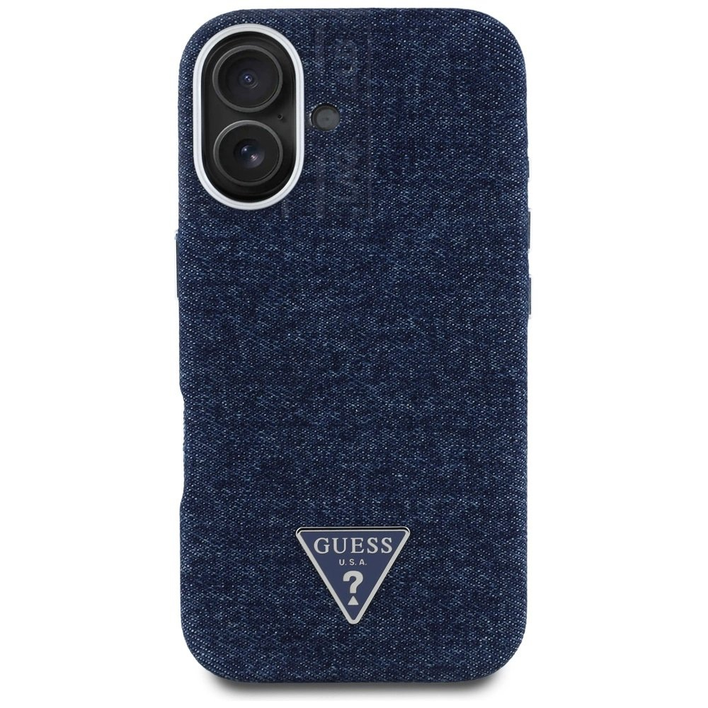 iPhone 16 – Guess Denim Triangle Logo MagSafe dėklas - Mėlynas 2 iPhone 16 – Guess Denim Triangle Logo MagSafe dėklas - Mėlynas 2