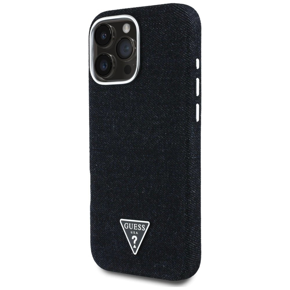 iPhone 16 Pro Max – Guess Denim Triangle Logo MagSafe dėklas - Juodas 1 iPhone 16 Pro Max – Guess Denim Triangle Logo MagSafe dėklas - Juodas 1