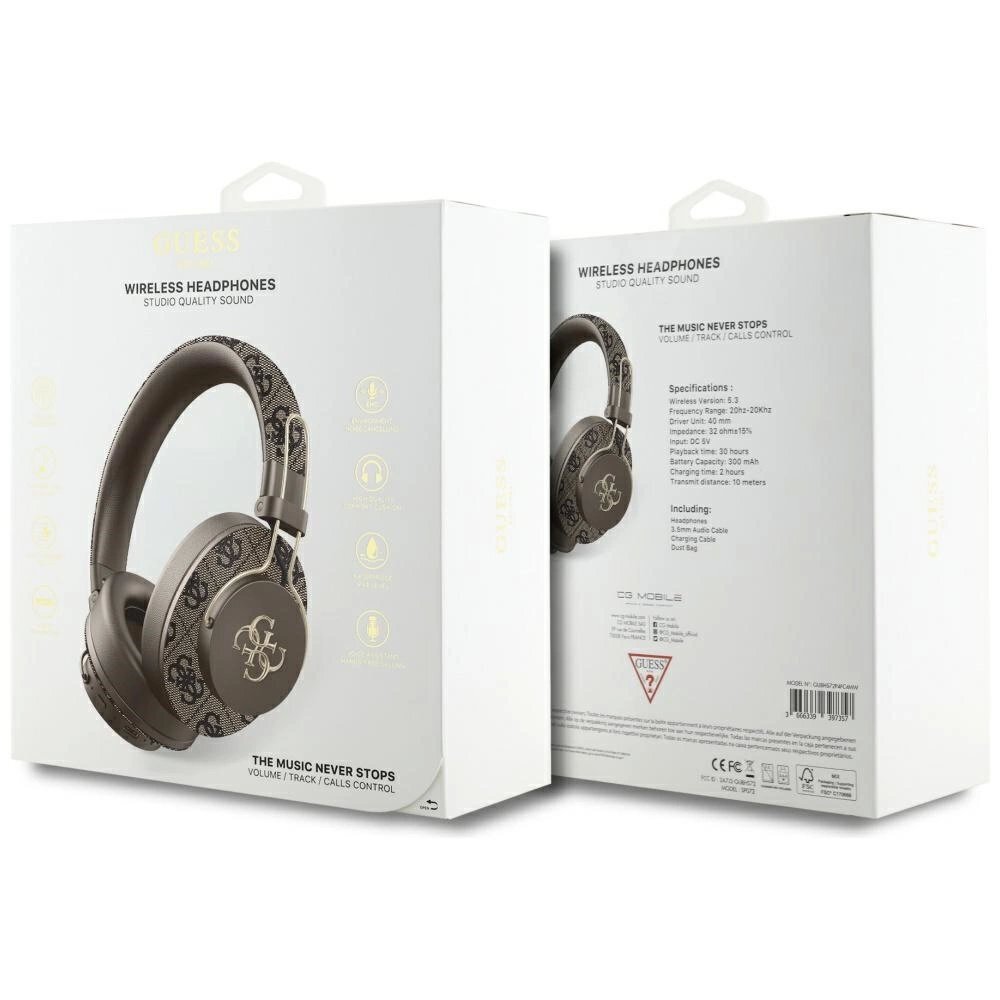 Belaidės ausinės Guess ENC Metal 4G Over-Ear – rudos 4 Belaidės ausinės Guess ENC Metal 4G Over-Ear – rudos 4