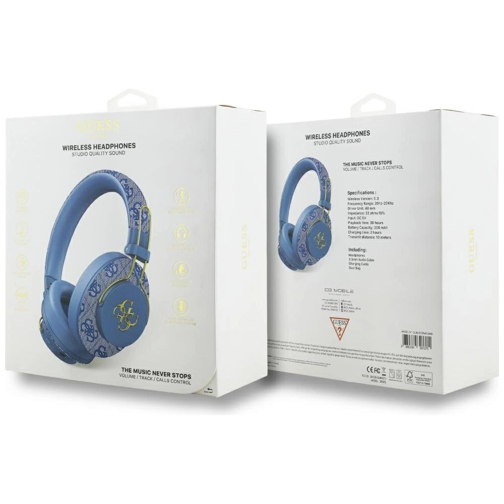 Belaidės ausinės Guess ENC Metal 4G Over-Ear – mėlynos 4 Belaidės ausinės Guess ENC Metal 4G Over-Ear – mėlynos 4