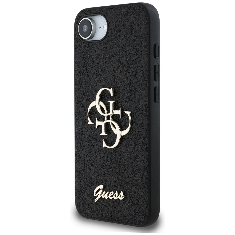 Guess Fixed Glitter Big 4G Dėklas skirtas iPhone 16e - Juodas 1