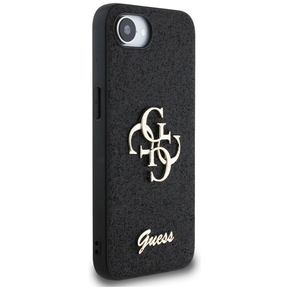 Guess Fixed Glitter Big 4G Dėklas skirtas iPhone 16e - Juodas 3