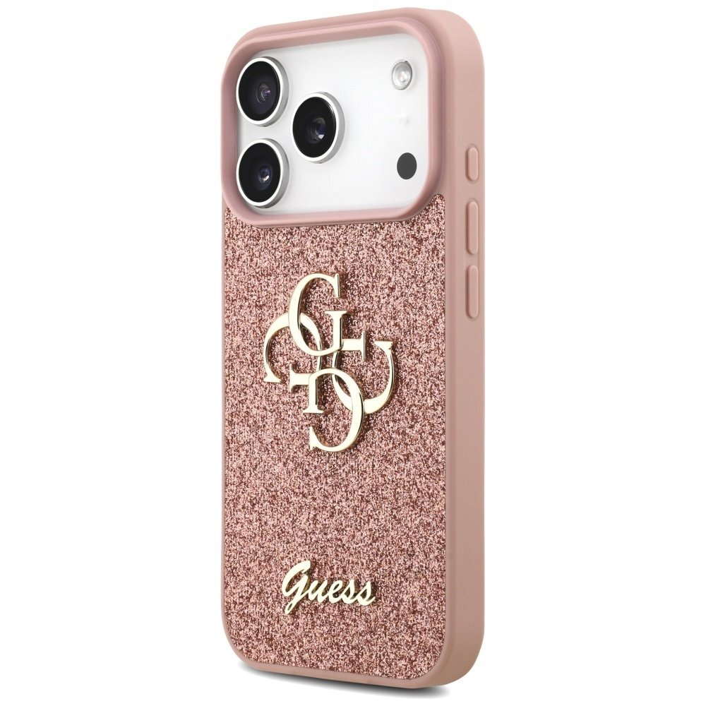 iPhone 17 Pro dėklas Guess Fixed Glitter Big 4G – rožinis 1