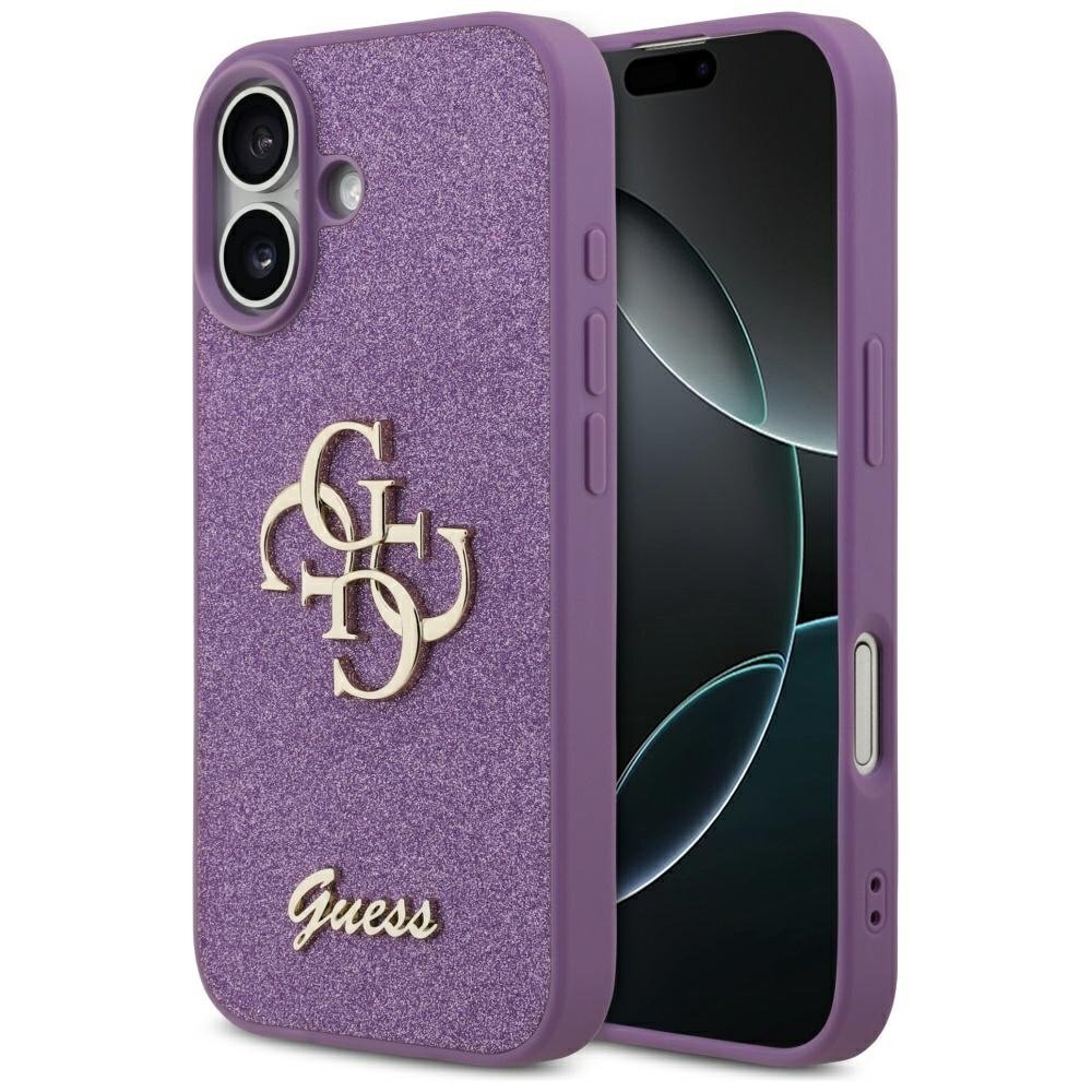 iPhone 17 dėklas Guess Fixed Glitter Big 4G – violetinis