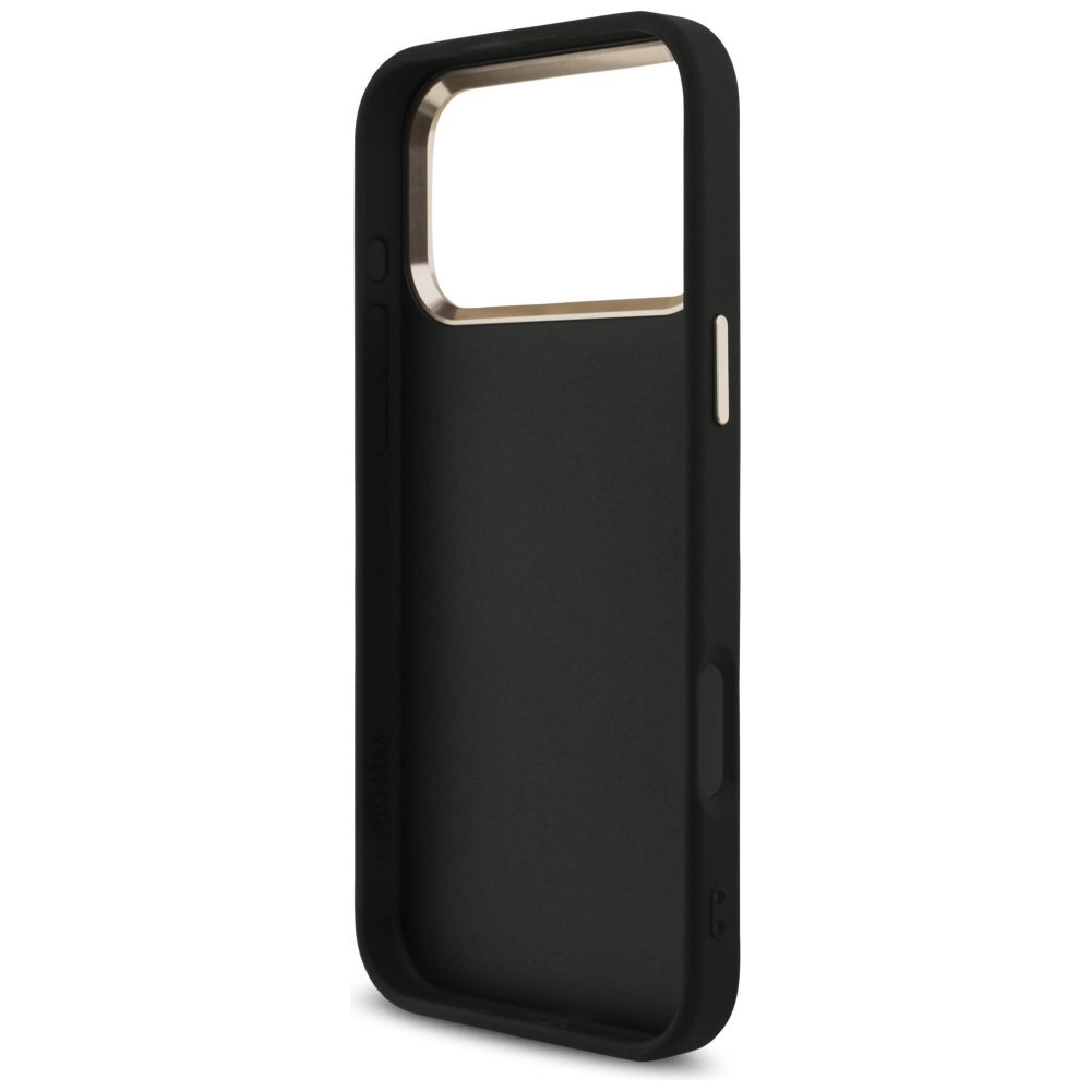 iPhone 17 Pro Max Guess Fixed Glitter Big 4G Metal Frame dėklas – juodas 6